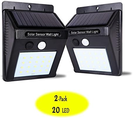 Solar Lights,20 LED Bright Weatherproof Heatproof Wireless Security Outdoor light Motion Sensor Wall Light,Suitable for Outdoor wall,Pathway,Garden,Step,Yard,Deck (2-Pack)