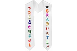 Aunthvra Preschool Graduation Stole Sash 2025 Graduation Decoration Class of 2025 Sashes White Satin Stoles for Students Gift