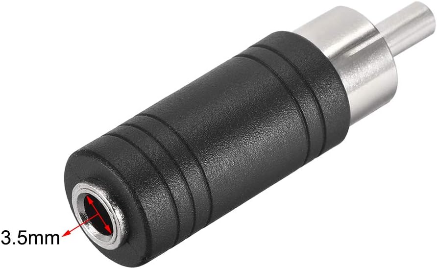 sourcing map RCA Male to 3.5mm Female Connector Stereo Audio Video Adapter Coupler Converter Black 2Pcs - Image 4