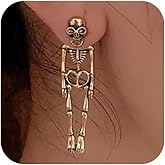 Gothic Skeleton Earrings For Women,Punk Spooky Skull Skeleton Drop Dangle Earrings Costume Dress Up Ghost Earrings Halloween Accessories Jewelry