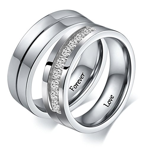 Aeici Stainless Steel Couple Rings Her and Her