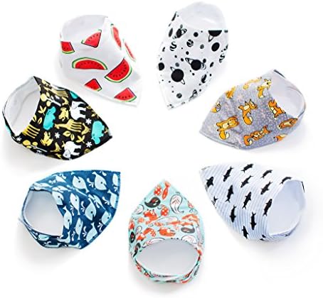 Baby Bandana Bibs for Boys and Girls | 7- Pack Organic Cotton &amp; Fleece Bibs with adjustable neck Snaps | Newborn, Baby, &amp; Toddler Durable Bandanas Sets | Soft, Washable Baby Food &amp; Drool Bibs