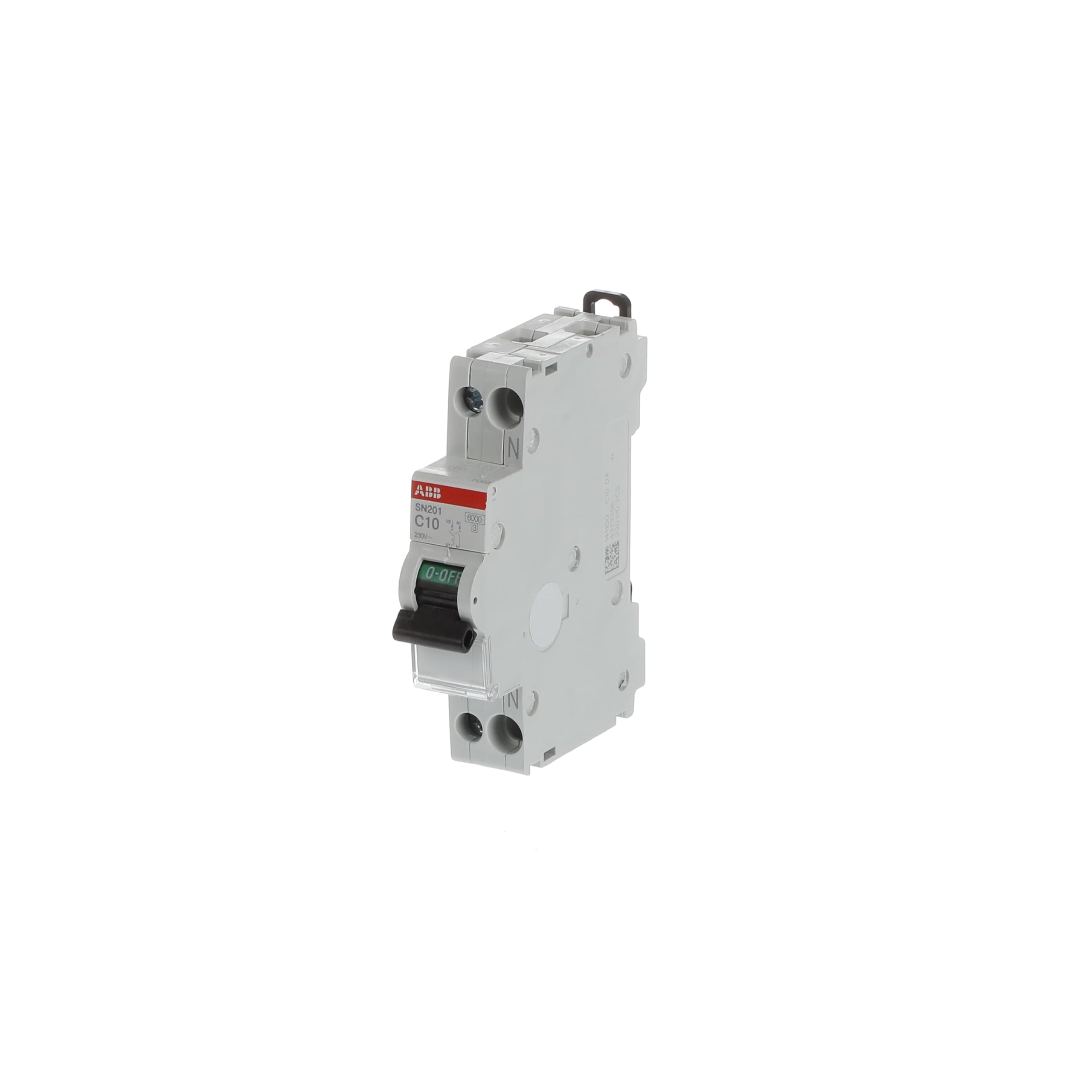 ABB SN201-C10 Miniature Circuit Breaker, 1 Pole+N Pole, Type C, 6kA Breaking Capacity, 10 Amp Current (2CSS255101R0104)