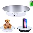 JAYEGT Motorized Rotating Display Stand, 7.87inch /17.6lbs Load, 360 Degree Electric Rotating Turntable for Photography Products, Jewelry, Cake,3D Model ,Mirror Cover (White)