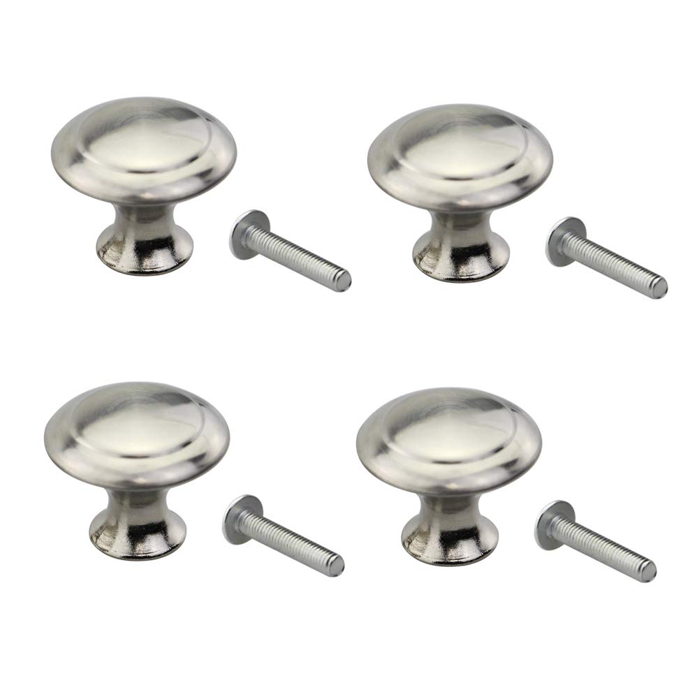 Stainless Steel Small Round Knobs for Drawer,Cabinet with Screws 4 Pack