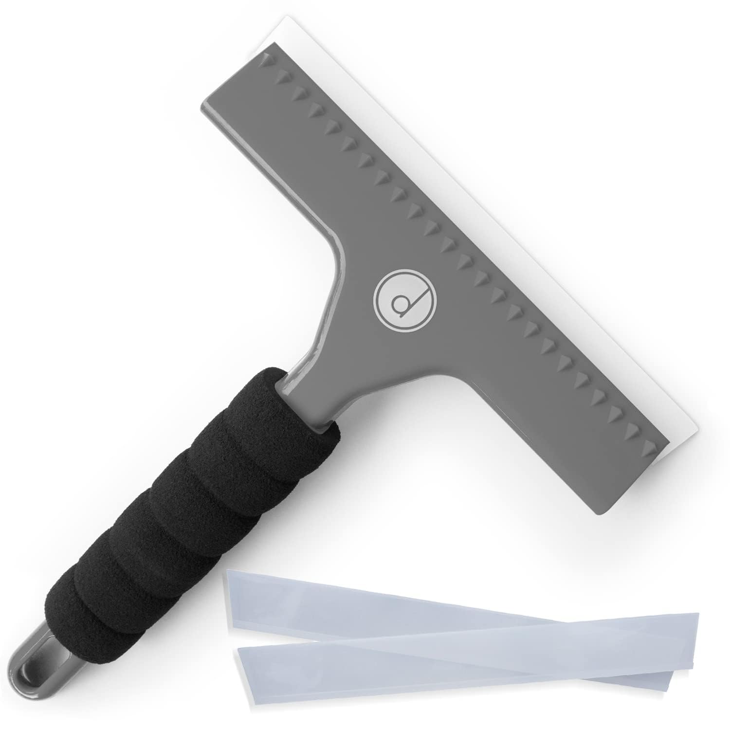 desired tools Squeegee for Shower, Window and Car Glass - 2 Extra Silicone Replacement Blades - Foam Handle - Grey