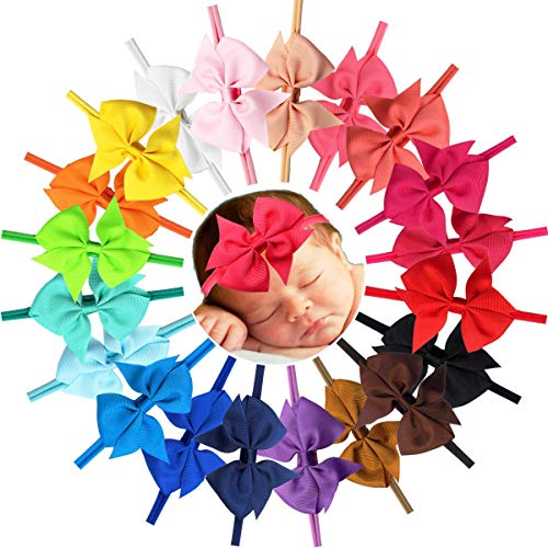 20 Pieces Baby Girls Headbands Hair Bows Soft Elastic Slim Hair Bands Headbands for Newborn Infant Toddlers