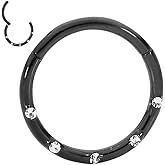 365 Sleepers 316L Surgical Steel Hypoallergenic 16G Gem Septum Jewelry Hinged Segment Ring Body Piercing Hoop Lip Rings Helix Cartilage Rook Sleeper Earrings 8mm – 10mm