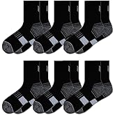 SUNFANI Athletic Performance Crew Socks, Black with Gray Cushioning, 12 Pack, Moisture-Wicking Sports Comfort Socks