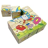 Rolimate Educational Preschool Wild Insect Wooden Cube Block Jigsaw Puzzles - Spider Grasshopper Ladybirds Butterfly Snails Bee, Birthday gift toy for Age 1 2 3 4 5 6 7 Years Old and Up Toddlers Kids