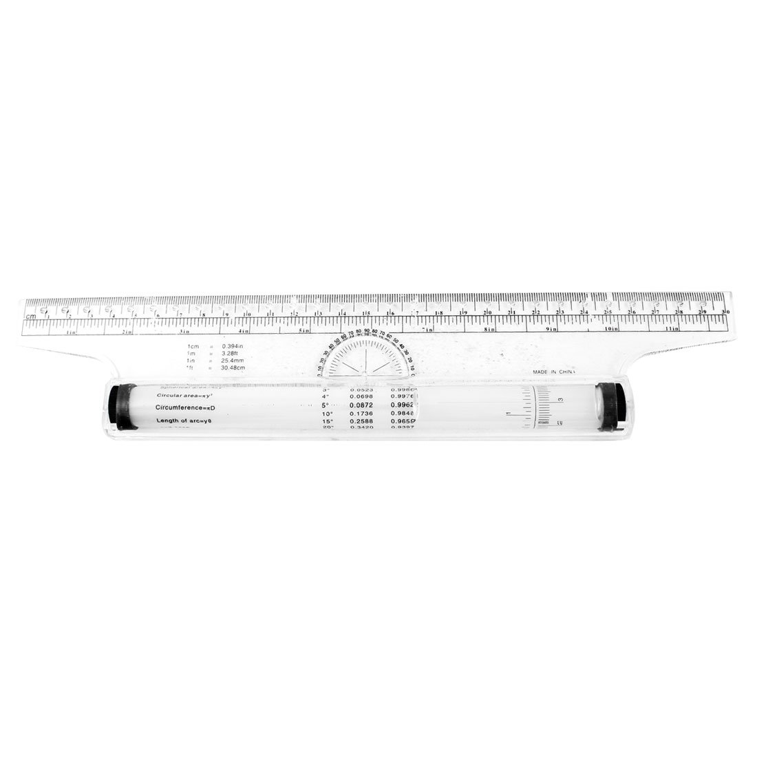 Sourcingmap 12 Inch Measuring Rolling Ruler Multi-Purpose Rolling Scale Draw Ruler Drawing Squares Angles Parallel Rolling Ruler Clear White