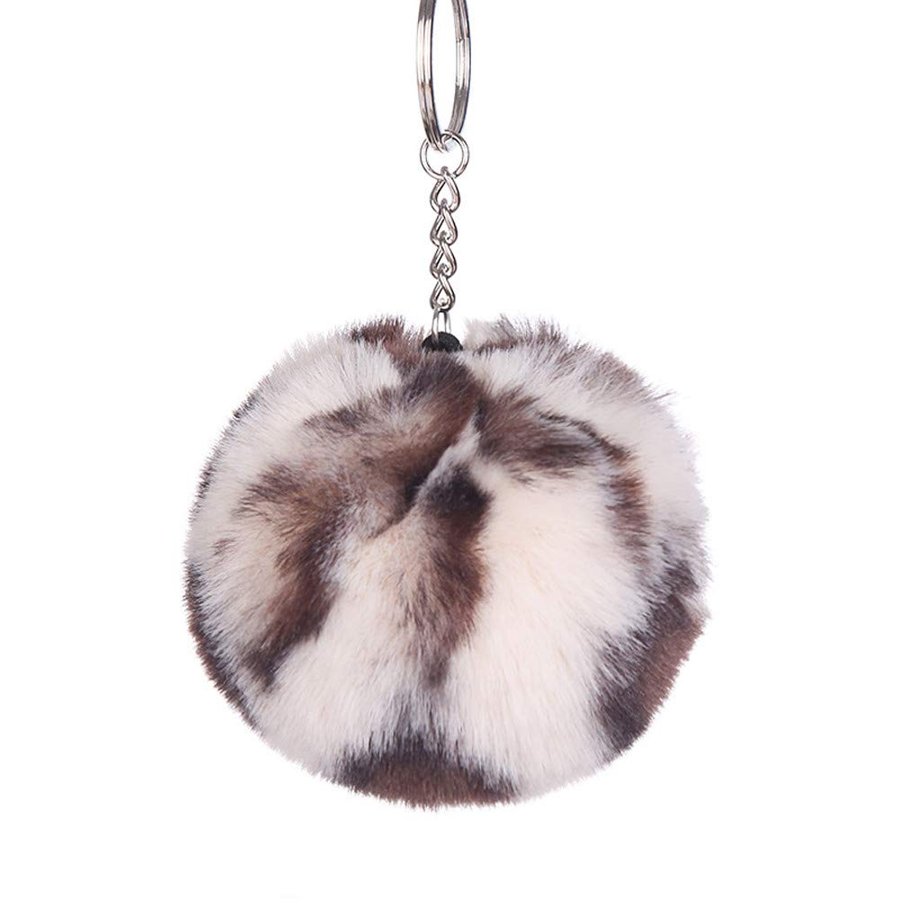 Kuerqi Fashion Gift Keychain With Key Ring Leopard Hair Ball