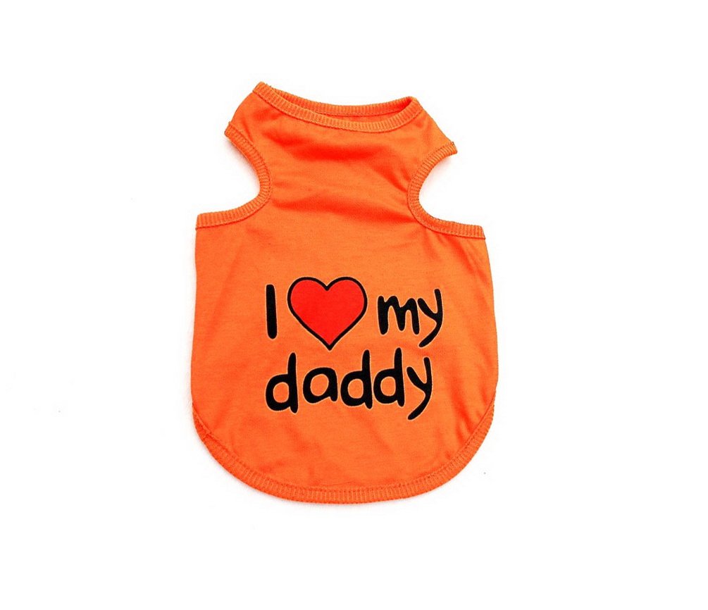 SMALLLEE_LUCKY_STORE I Love My Mommy Daddy Dog T shirt for Small Dogs Summer Tank Vest Puppy Sleeveless Shirt Chihuahua Shih Tzu Clothes,Orange,Medium