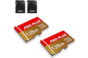 BLIKSEM 2 Pack SD Card 128GB with SD Adapter High Speed Memory Card, UHS-I C10 A1 Memory TF Card for Tablet/Mobile Phone/Camera/Car Audio/Game Console (TF162 Red Gold 128GB)