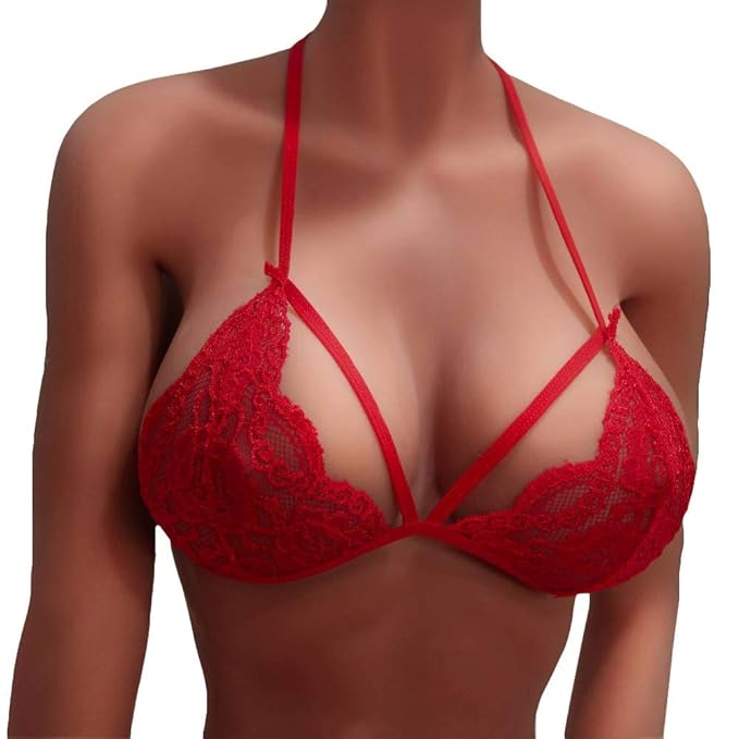 SHINEHUA Sexy Dessous, Damen Mädchen BH mit Verschluss Vorne Racerback Spitzen BH Triangel Bralette Padded Unterwäsch Bustier