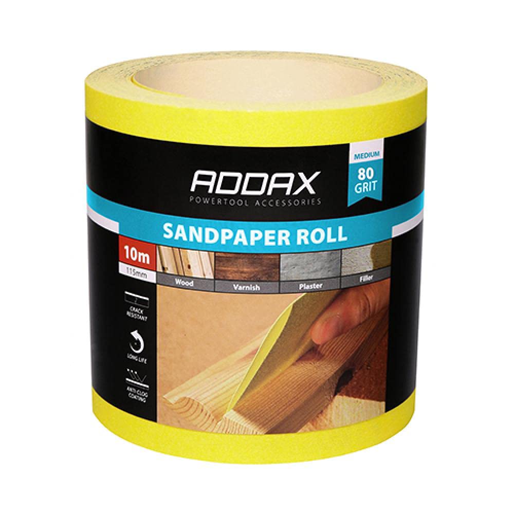 TIMCO 80 Grit Sandpaper Roll - Yellow -115mm x 10m