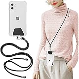SS Phone Lanyard, Cell Phone Lanyard with Adjustable Detachable Neckstrap and Phone Tether, Phone Strap Compatible with All Smartphones-Black