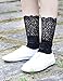 Women Black Lace Nylon Dress Socks, Cute Stylish Fishnet, Mid Calf Ankle High