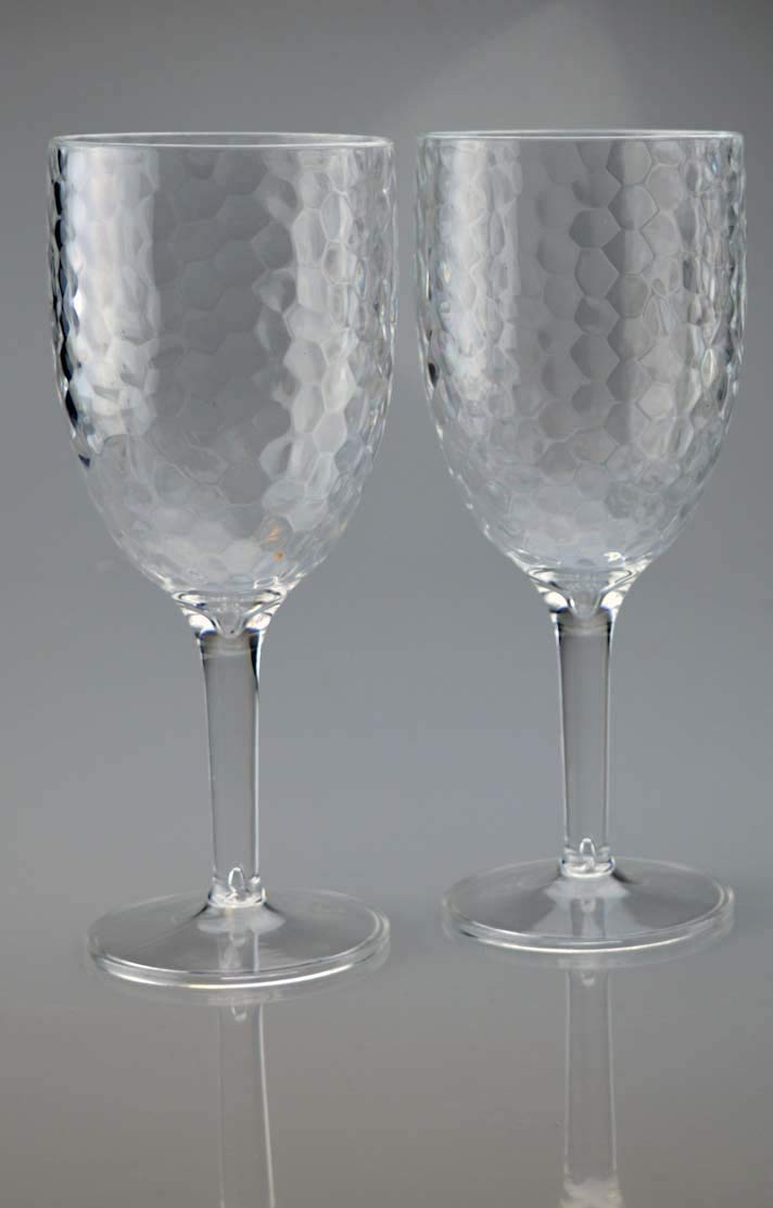 "Bello" Pack of 2 High Quality Plastic Wine Goblet Dimple Glasses