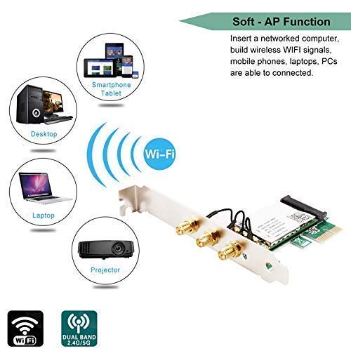 Ubit WiFi Card, 450M Dual Band 5GHz/2.4GHz PCI-E Wireless WiFi Network Adapter Card for PCï¼ˆWIE5300ï¼‰
