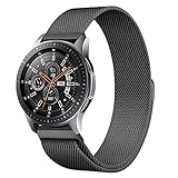 Shangpule Compatible Samsung Galaxy Watch (46mm) Bands, 22mm Milanese Loop Stainless Steel Metal Replacement Bracelet Strap Compatible Gear S3 Classic/Frontier Smartwatch (Black)