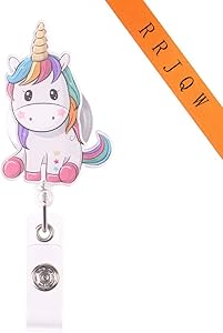 Unicorn Retractable Badge Holder Reel,Cute Name Badge Tag Clip On Card Holders with Belt Clip ,ID Badge Reels Clip Card Holder for Office Worker Doctor Nurse Medstudent and Student