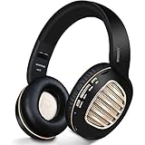 Bluetooth Headphones, Riwbox WB5 Bluetooth 4.2 Wireless Foldable Headphones Over Ear with Microphone, 5 EQ Sound Modes, Soft Memory-Protein Earmuffs, Wireless and Wired Headset for PC (Black Gold)