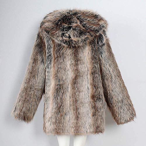 TOTOD Fashion Mens Leopard Warm Thick Fur Collar Coat Jacket -Men Faux Fur Parka Outwear Cardigan - Thumbnail 5