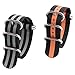 Watch Band NATO Straps 2Pcs Replacement Heavy Duty Nylon Straps with Stainless Steel Buckle (20, Black/Gray,Black/Orange)