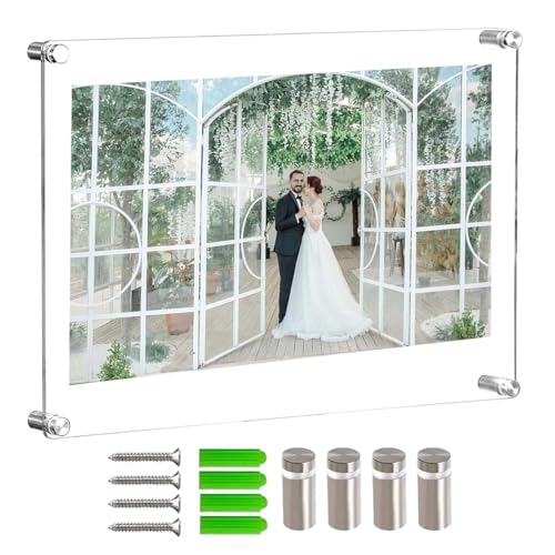 Soporte de Pared Acrílico Transparente, 33.5x24.5cm Letrero Marco Tamaño Carta, Porta Menu para Título Profesional y Marcos de Fotos Acrílicos
