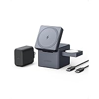 MagSafe Charger Stand, Anker 3-in-1 Cube with MagSafe, 15W Max Fast Charging Stand, Foldable Wireless Charger for iPhone 15/1