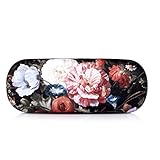 EZESO Fabrics Metal Floral Retro Light Portable Eyeglasses Case (A)