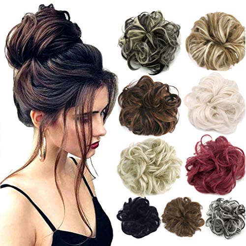 2pcs Hair Bun Extensions Wavy Curly Messy Donut Chignons Hair Piece Wig Hairpiece