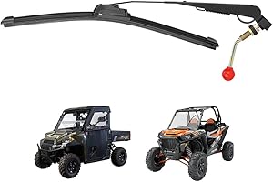 KEMIMOTO UTV Manual Wiper Hand Operated Windshield Wiper Kit with 16" Rubber Blade Compatible with Polaris Ranger 570 800 900