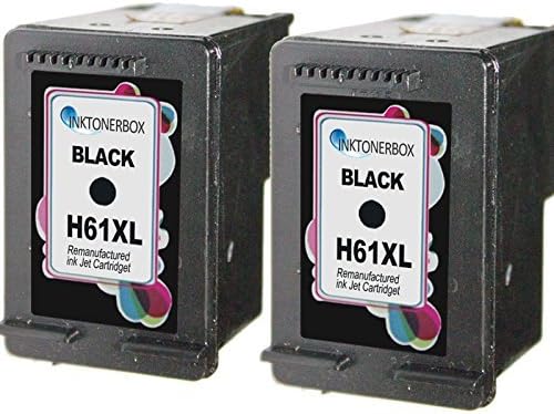 InkTonerBox Remanufactured HP 61XL 2 Black Ink Cartridge With Ink Level