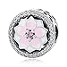 BAMOER 925 Sterling Silver Magnolia Bloom Pale Cerise Enamel Beads for Women Bracelet (Magnolia Bloom Charm 1)