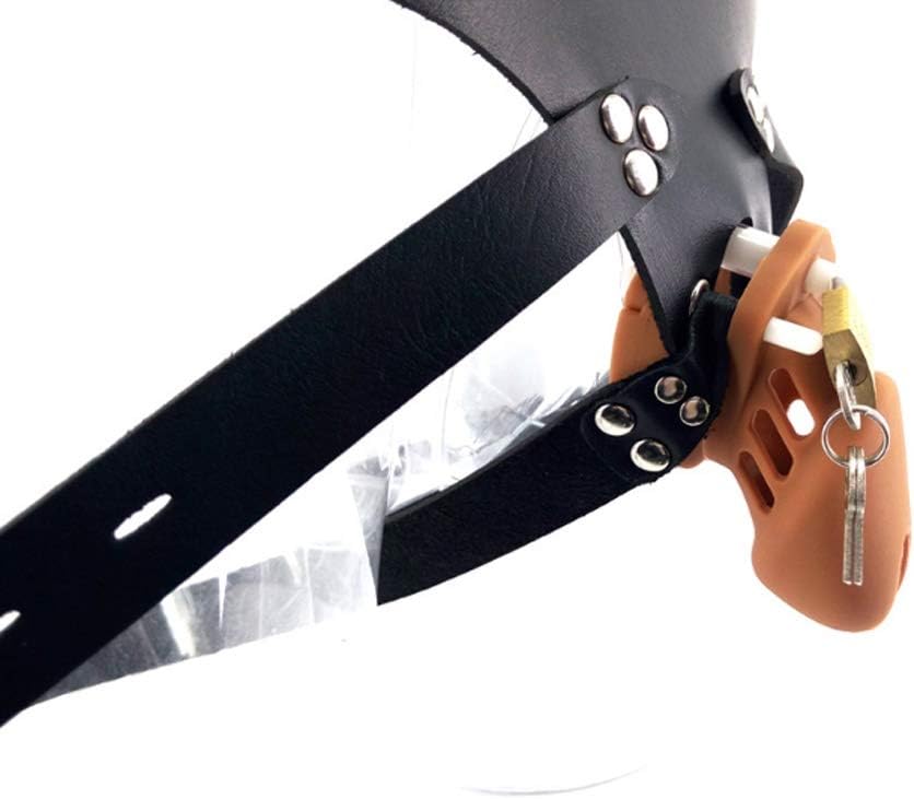 LXL Yoga mat Magical and Fun Adjustable Length JJ Pants Copper Padlock Brown Chastíty Cage, Healthy Game Equipment T Shirt (Size : Short)