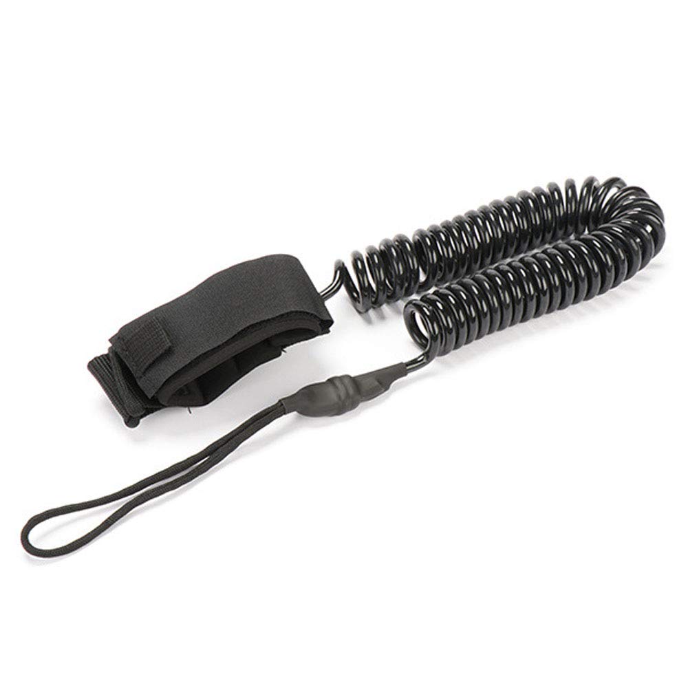 POFET Surf Leash, Coiled Stand Up Paddle Board Surfboard Leash, for All Types of Surfboards, 6mm Thick 10.8 Feet Long-Black