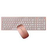Wireless keyboard and mouse Set, Hi-azul Compact Low-noise 2.4GHz Wireless Keyboard and Mouse Combo with Number Pad for Home and Office Use (Rose Gold)