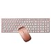 Wireless keyboard and mouse Set, Hi-azul Compact Low-noise 2.4GHz Wireless Keyboard and Mouse Combo with Number Pad for Home and Office Use (Rose Gold)