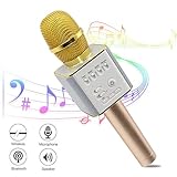 Ula Wireless Karaoke Microphones, Bluetooth Karaoke Machine, Upgraded 2600mAh Stereo Player Outdoor Family KTV Party Handheld Singing Q9, Compatible With Smartphone Devices (Great Gift For Kids)