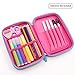 JUJIN Cute Owl Face Hardtop EVA Pencil Case Big Pencil Box with Compartment for Kids (Rose Red)