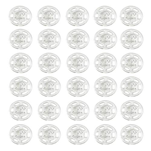 CGMJ 100 Sets 0.51" Clear Plastic Sew on Snap Fastener Button Press Button for Sewing DIY Craft