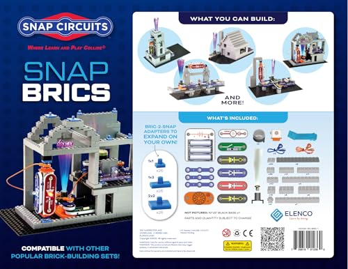 Snap Circuits BRIC: Structures | Brick & Electronics Exploration Kit | Over 20 Stem & Brick Projects | Full Color Project Manual | 20 Parts | 75 BRIC-2-Snap Adapters | 140+ BRICs