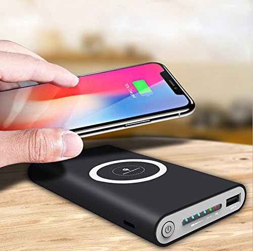 Savorware 12000mAh Qi Wireless Charger Power Bank,5V 2.1A Portable Power Bank Battery External with Qi Wireless Charging For iPhone X 10 8 8 Plus Samsung Qi Enabled Devices