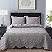 NEWLAKE Microfiber Lightweight 3 Piece Bedspread Coverlet Set,Embossed Wavelet Pattern, Queen Size