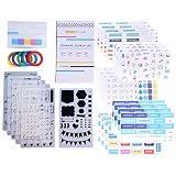 Perfect Planner Journal Supplies Kit - 32 Piece Set, Custom-Designed Supplies for Bullet Journals and Planners, Includes Stickers, Stencils, Washi Tapes and Sticky Notes, by Wonderful Washi
