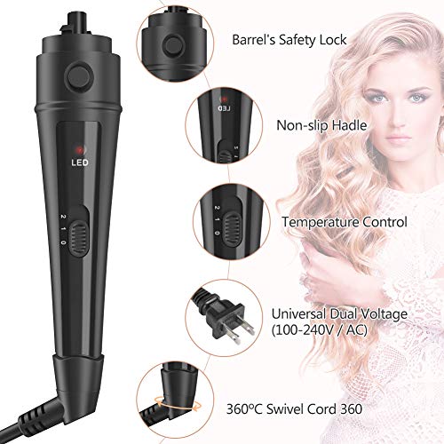 6-IN-1 Curling Iron, Professional Curling Wand Set, Instant Heat Up Hair Curler with 6 Interchangeable Ceramic Barrels (0.35'' to 1.25'') and 2 Temperature Adjustments (Black) - Thumbnail 5