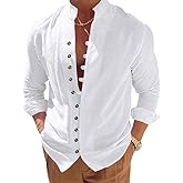 Mens Long Sleeve Stand Collar Shirt Lightweight Polyester Casual Button Design Daily Wear Top