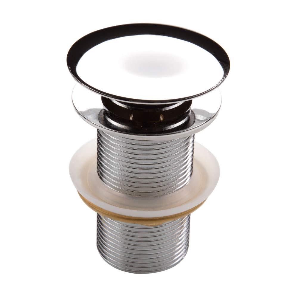 High Quality Universal Drain Fitting Chrome Round Made of Brass with pop-up Valve Without Overflow for Sink/washbasin 1 1/4 inch Siphon Syphon Connection Click clack